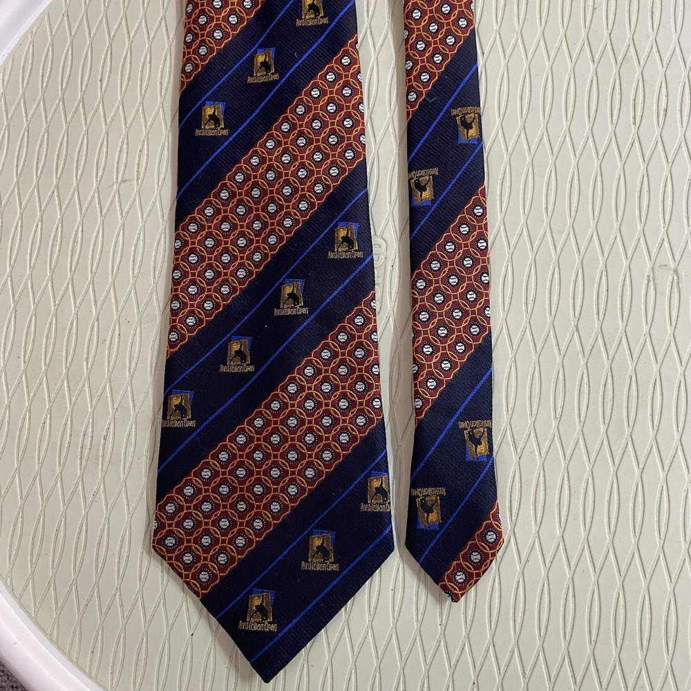 Australian‎ Open Tennis Neck Tie Silk Mens Made In Australia 58" Long